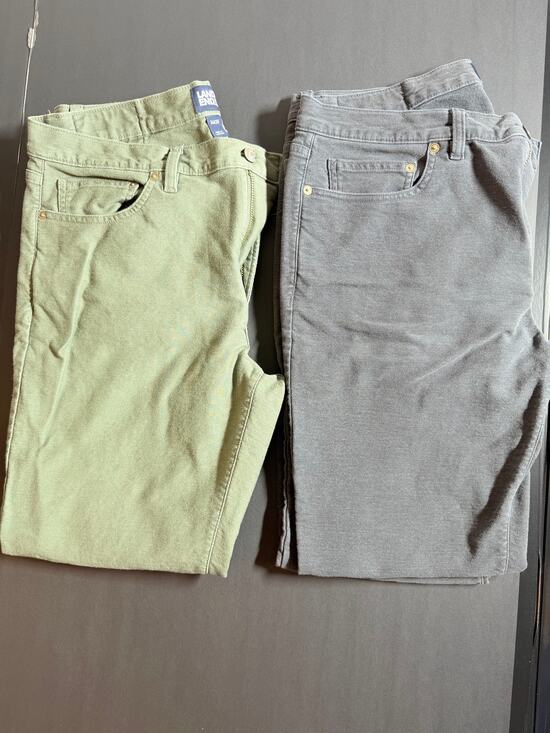 Lands' End Other - Lands’ End Men’s 34x30 Pants Lot – Gray & Light Green Twill Casual Trousers
